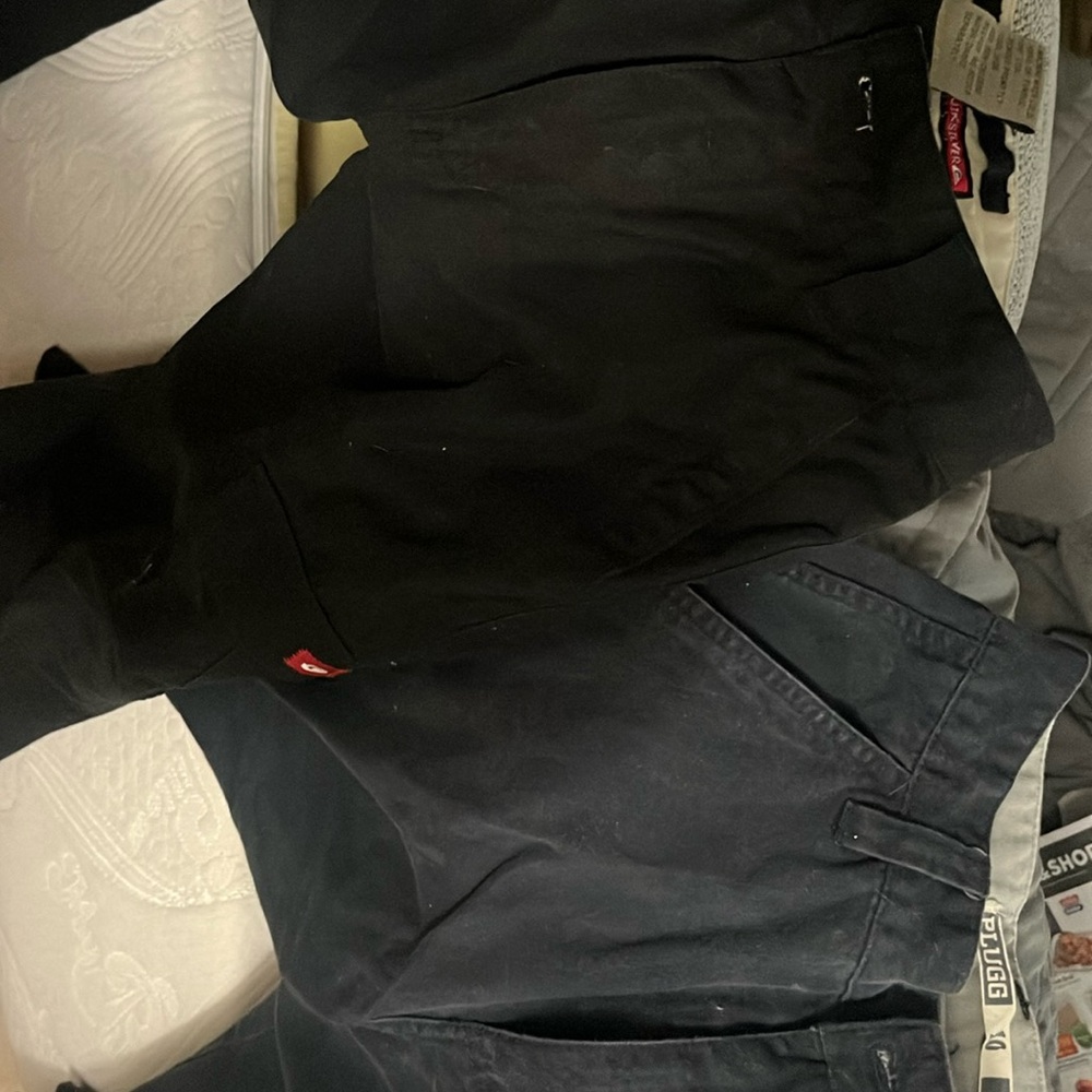 2 pair of casual boys pants 1-Navy & 1 black- like new